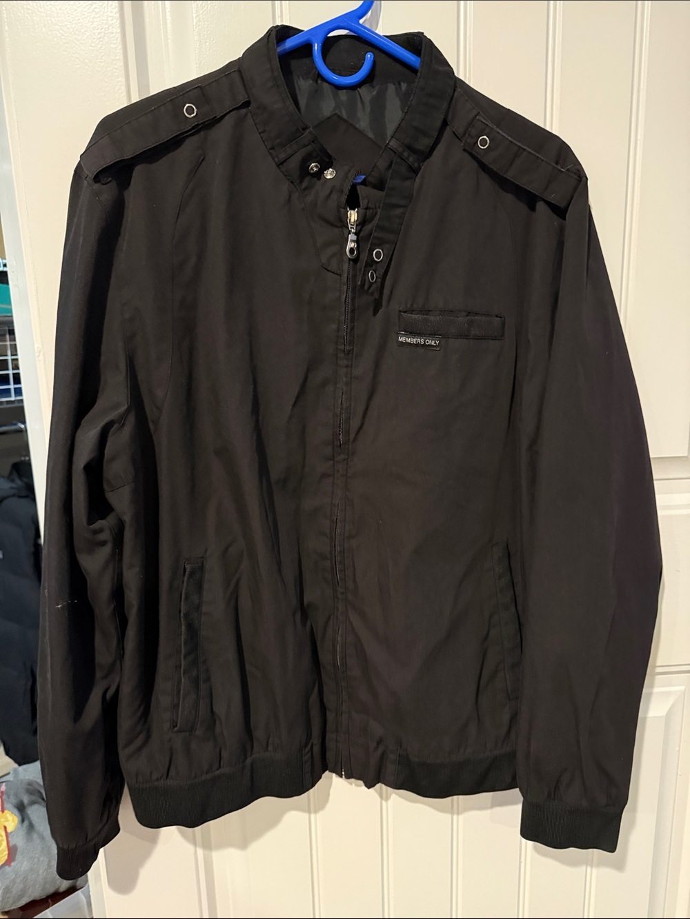 Members Only Black Zip-Front Bomber Jacket